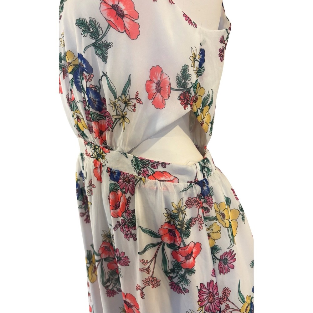Express Floral Halter Maxi Dress Side Cutout Keyhole Boho Summer Wedding Size M - Picture 4 of 14